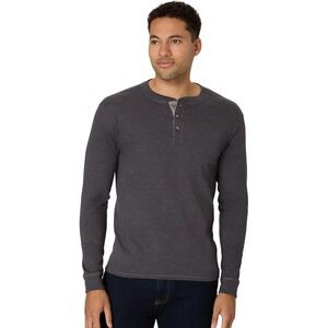 Men's Hanes Beefy Henley Shirt in Slate Heather, 2X-Large (50/52) - New